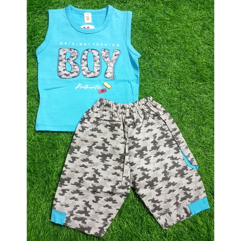Sleeveless Shirt & Short - Boy - Blue