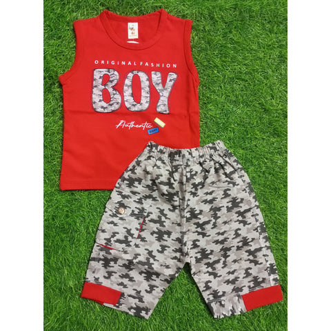 Sleeveless Shirt & Short - Boy - Red