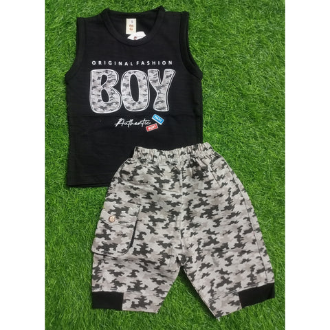 Sleeveless Shirt & Short - Boy - Black
