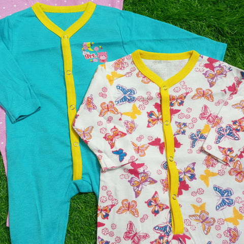 Pack of 3 Baby Rompers - 25 - Pink Butterfly