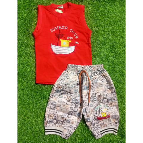 Sleeveless Shirt & Short - Ship - Red