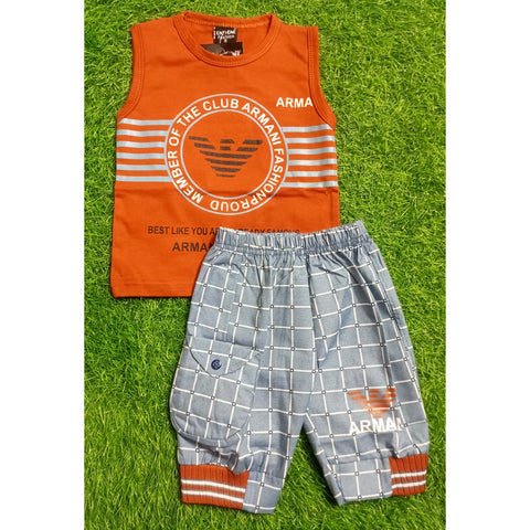 Sleeveless Shirt & Short - Club - Brown