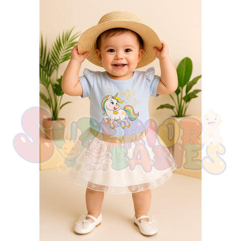 Baby Girl Formal Dress (Bodysuit) Blue