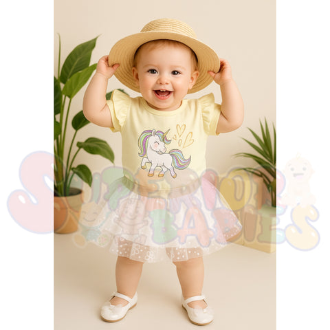 Baby Girl Formal Dress (Bodysuit) Yellow