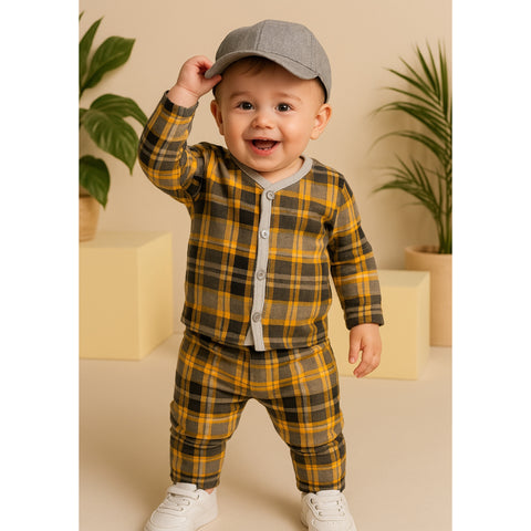 Summer Night Suit - Design 25 - Yellow Checked