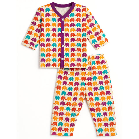 Summer Night Suit - Design 25 - Multi Elephants
