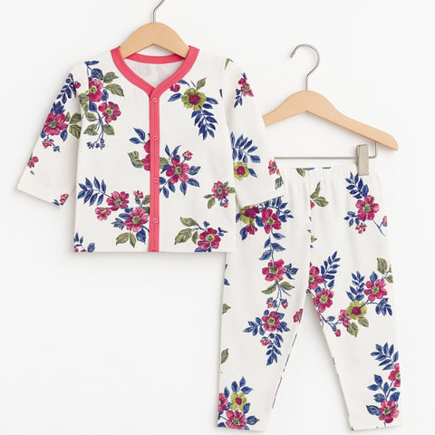 Summer Night Suit - Design 25 - White Flowers