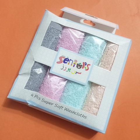 Pack of 4 Baby Face Towels - Multi Color