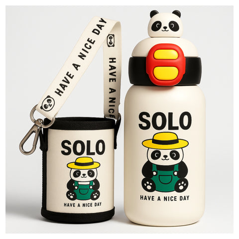 Cute Cartoon Bottle with Straw -  500ML