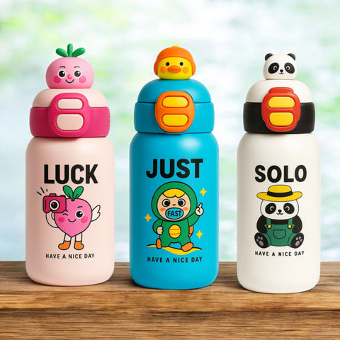 Cute Cartoon Bottle with Straw -  500ML