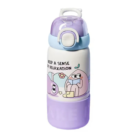 Cute Cartoon Bottle with Straw -  500ML