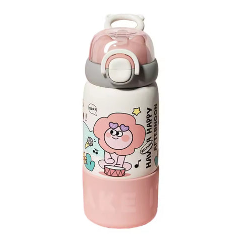 Cute Cartoon Bottle with Straw -  500ML
