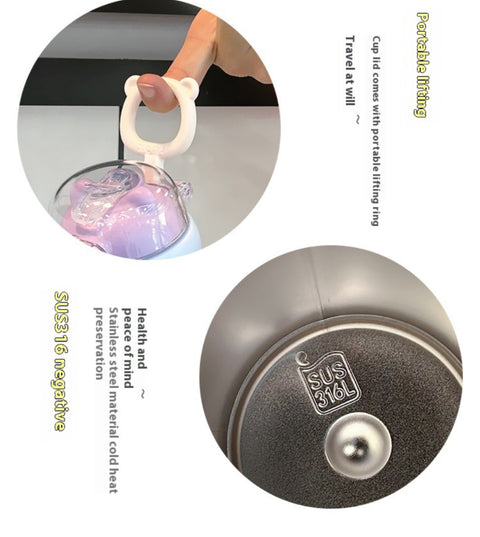 Cute Cartoon Bottle with Straw -  500ML