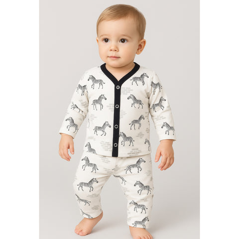 Summer Night Suit - Design 25 - White Animals