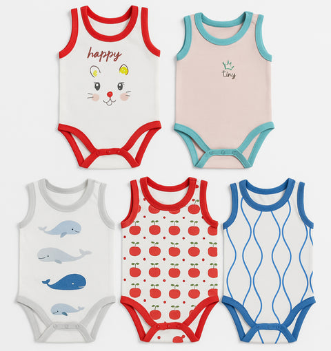 SB - Pack of 5 Sleeve Less Bodysuits - B2406