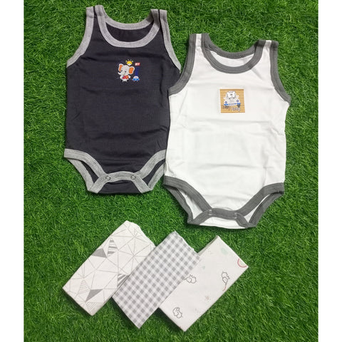 Pack of 5 Sleeve Less Bodysuits - Gray