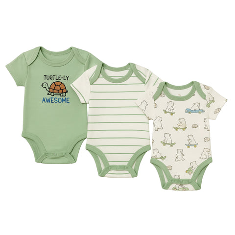 Pack of 3 Half Sleeve Bodysuits - Green