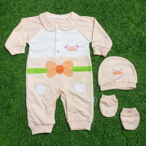 Girls Romper 3 Pieces Set - Peach ok
