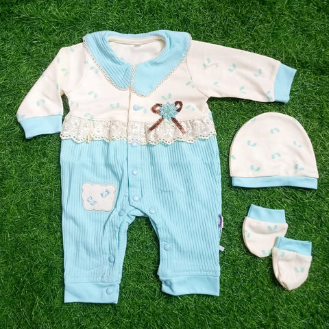 Girls Romper 3 Pieces Set - Sea Green