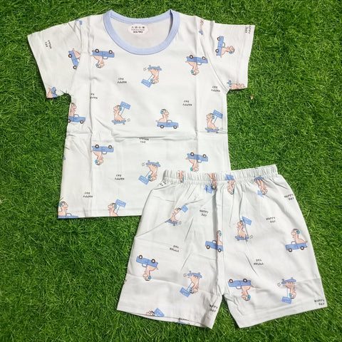 Half Sleeve Shirt & Nicker - 25 - Blue Cartoon