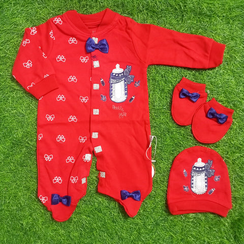 3 Pieces Baby Gift Set - Red Design