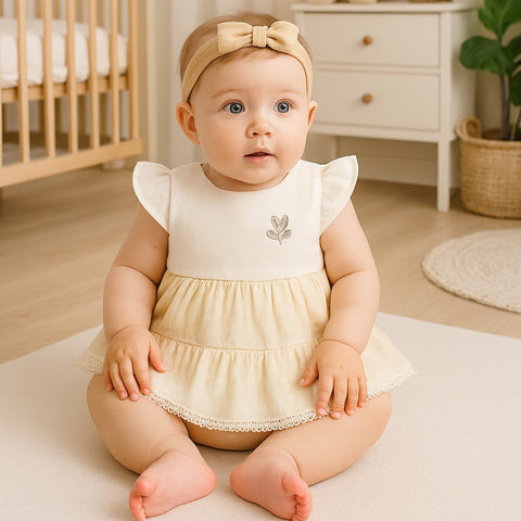 Baby Frock - Stars - Yellow