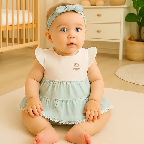 Baby Frock - Stars - Green