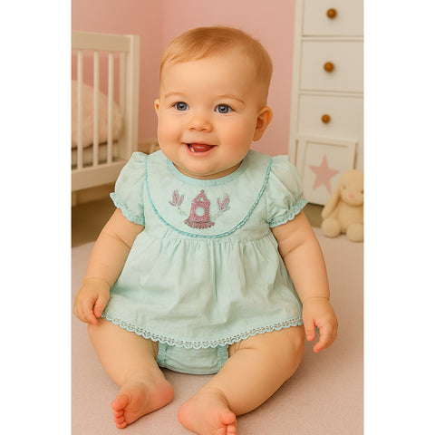 Baby Frock - Butterfly - Green