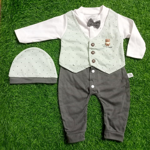 Baby Romper With Cap - Mini Dots D2