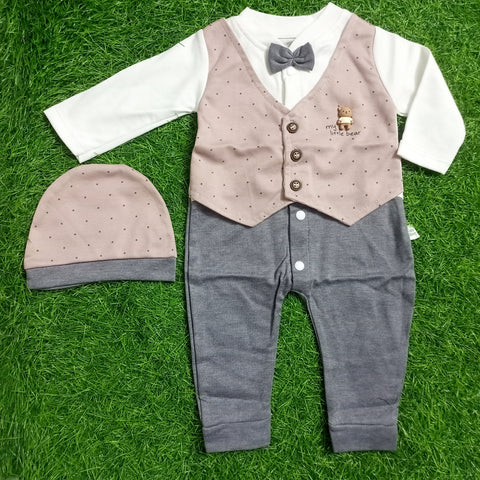 Baby Romper With Cap - Mini Dots D3