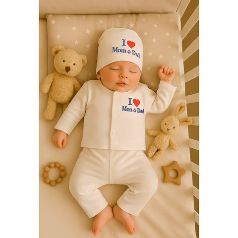 Night Suit with Cap - I Love Mom & Dad