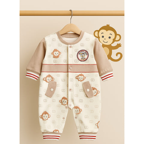 Winter Baby Romper - Monkey - Brown