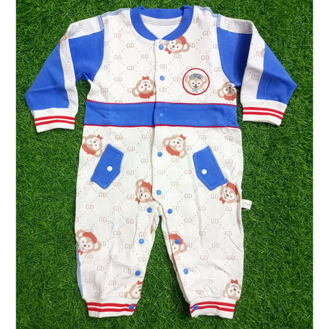 Winter Baby Romper - Monkey - Blue