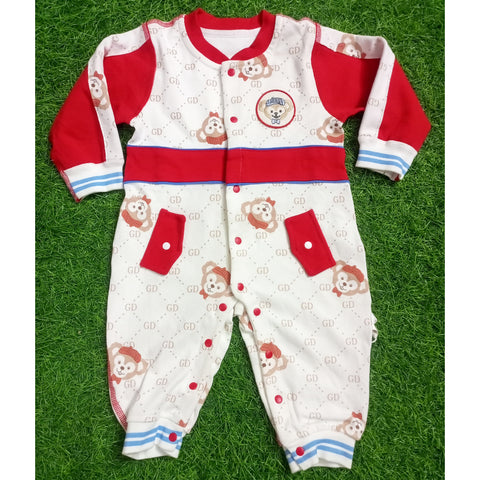 Winter Baby Romper - Monkey - Red
