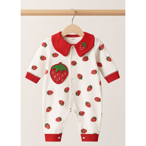 Winter Baby Romper - Strawberry - Red