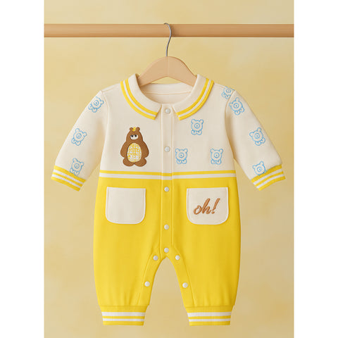 Winter Baby Romper - Bear - Yellow