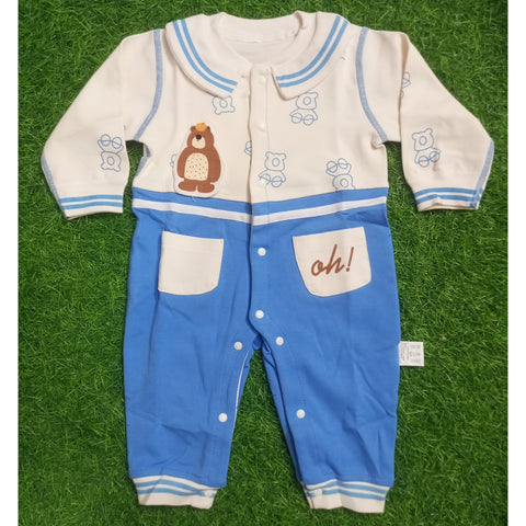 Winter Baby Romper - Bear - Blue