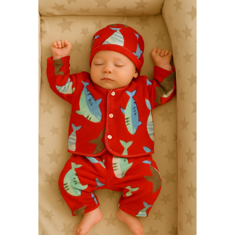 Winter Night Suit With Cap - Red Fish