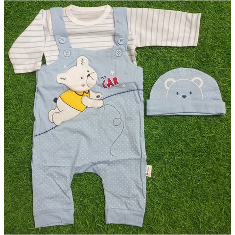 Romper with Cap - Car Blue