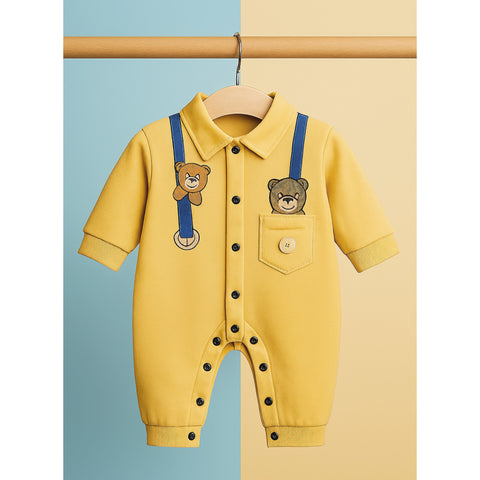 Winter - Premium Romper - Bear Mustard