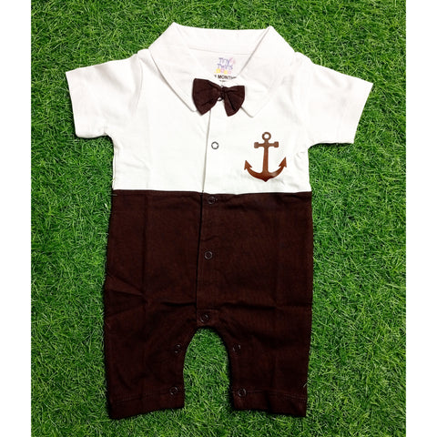 Baby Romper - Bow - Brown