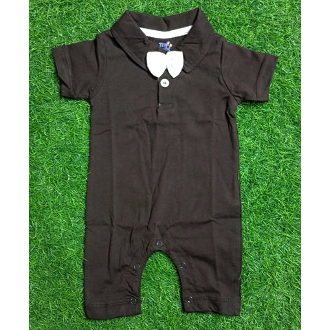Baby Romper - Bow - Brown