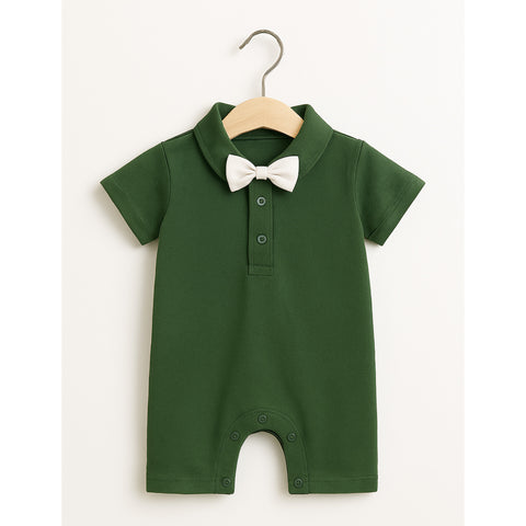 Baby Romper - Bow - Green