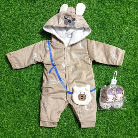 Romper With Booties - Bear Skin