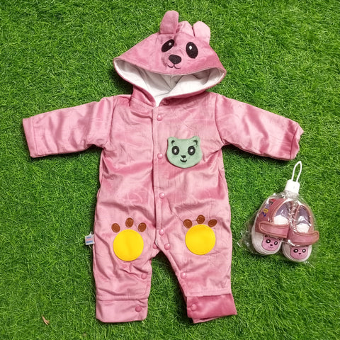 Romper With Booties - Cartoon Pink