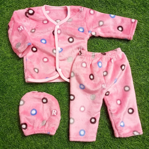 Winter Night Suit With Cap - Alphabet Pink