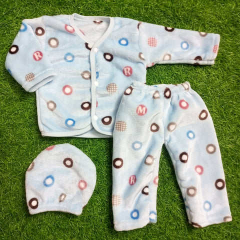 Winter Night Suit With Cap - Alphabet Blue