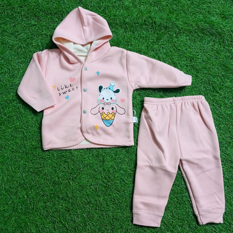 2 Pieces - Hooded Set - Pink