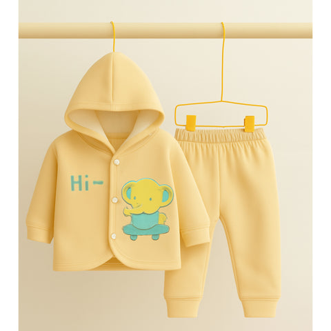 2 Pieces - Hooded Set - Yellow
