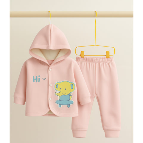 2 Pieces - Hooded Set - Pink